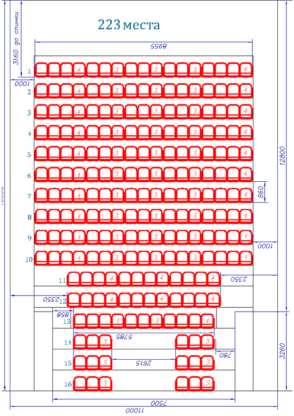 Пример планировки театральных кресел БЮДЖЕТ